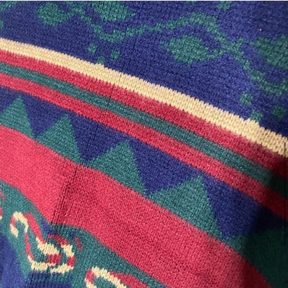 Vintage VIPetites Jacquard Southwestern Print Button Up Knit Vest L - Picture 7 of 9